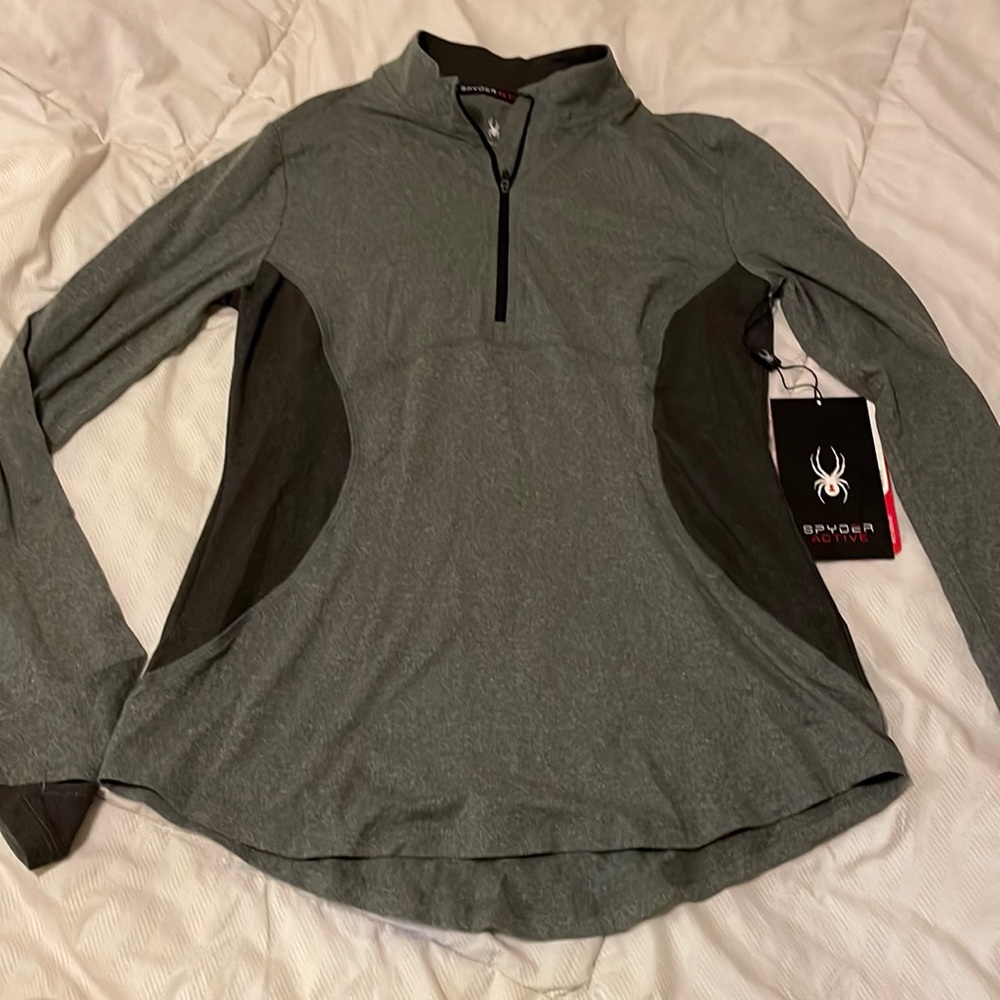 NWT Spyder thermal quarter zip small cover up thumb holds reflective stretch